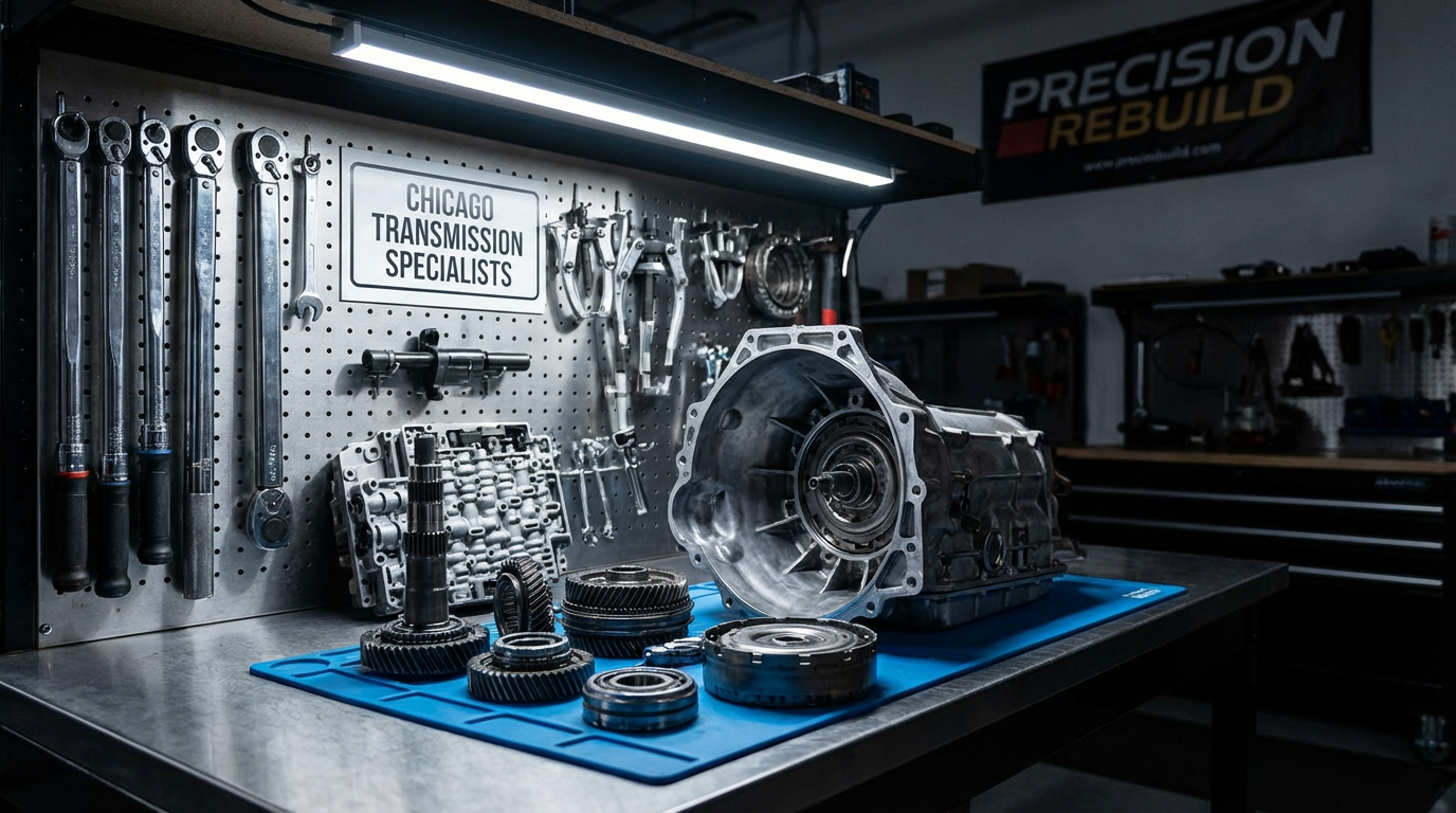 Rebuilt transmission assembly at Chicago Transmission - 39 years experience