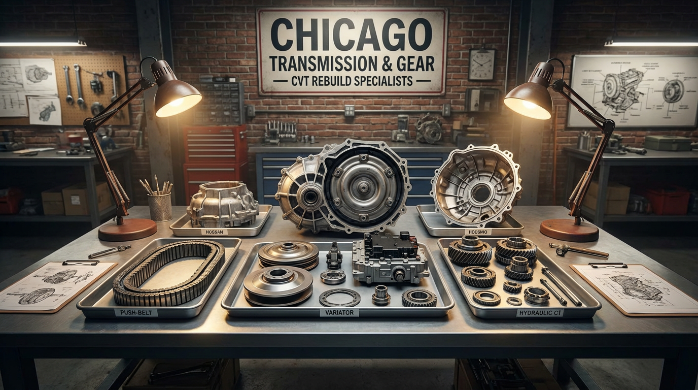 Rebuilt transmission assembly at Chicago Transmission - 39 years experience