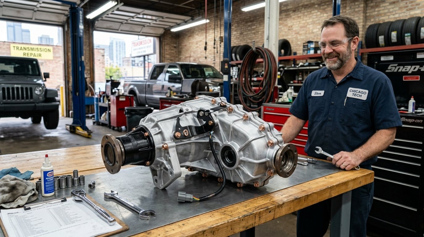 Transfer Case Repair Chicago symptoms checked on a vehicle in Chicago