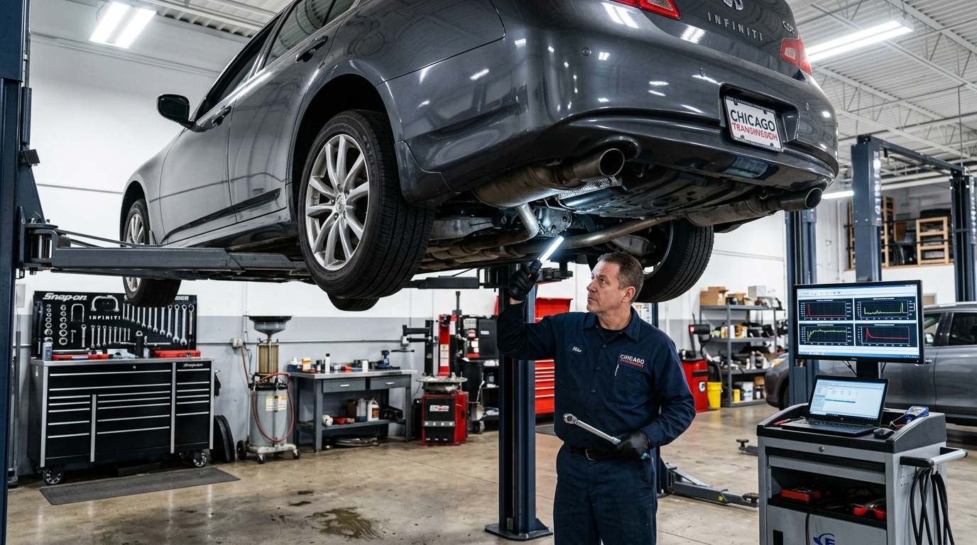 JF016E Transmission Repair Chicago CVT Belt, Pulley & Valve Body Diagnosis service photo at Chicago Transmission