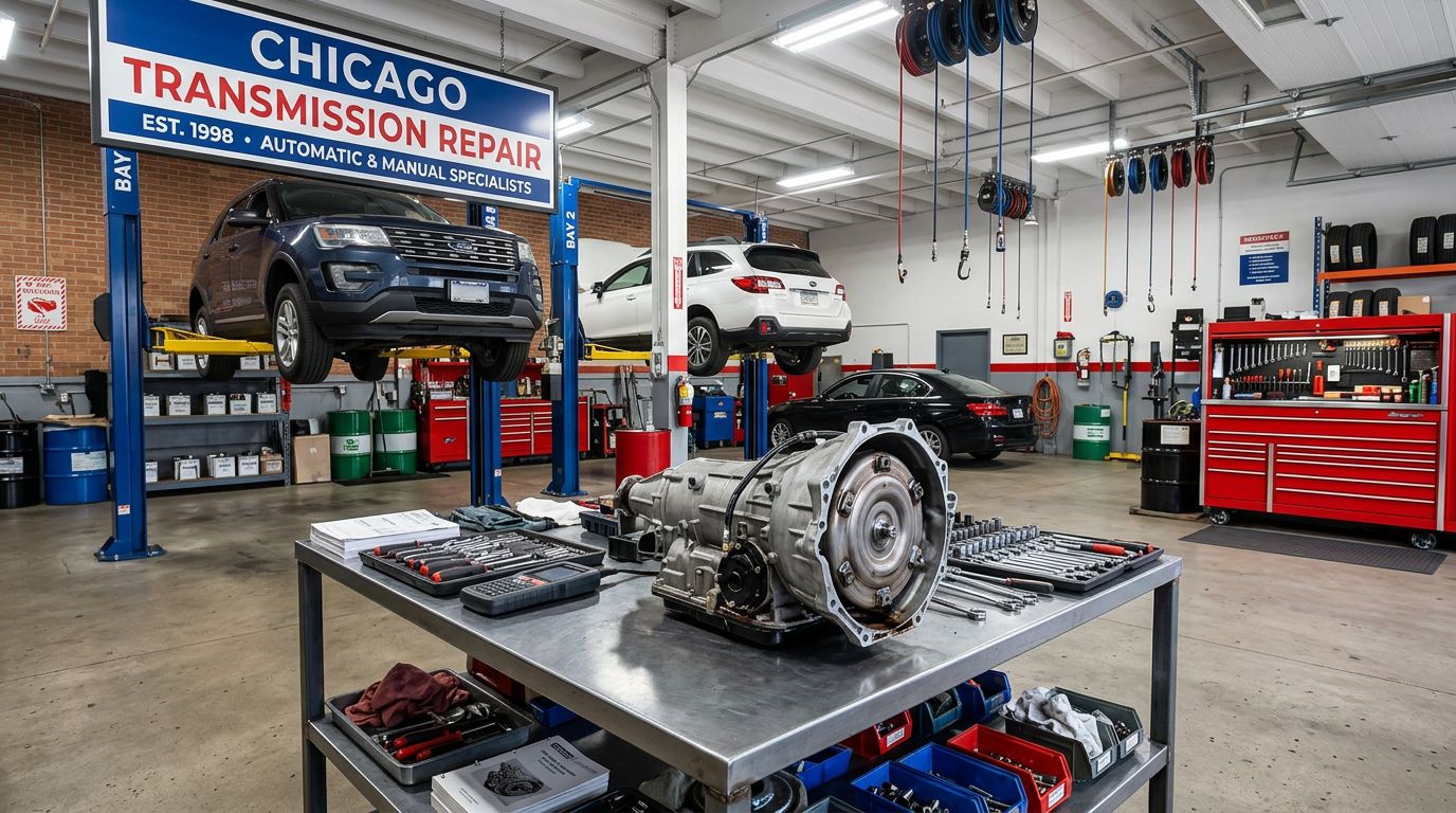 Transmission repair bay at Chicago Transmission